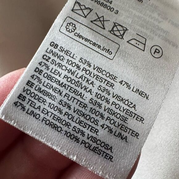 H&M linen blend belted tie waist double breasted sleeveless dress size L - Picture 8 of 8